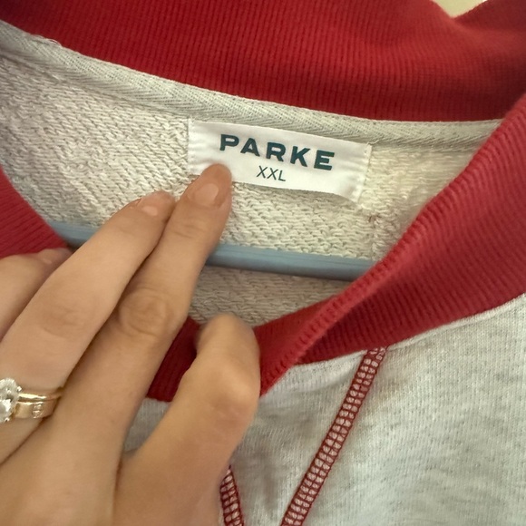 Parker Women's Gray Cowl/Turtleneck Sweatshirt with Red Trim - Picture 2 of 2